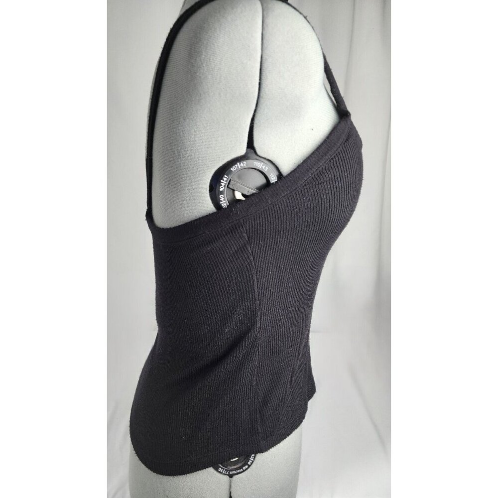 Intimately Free People Tank Top Womens SZ L Black Ribbed Fitter V Neck Minimal - Picture 3 of 5